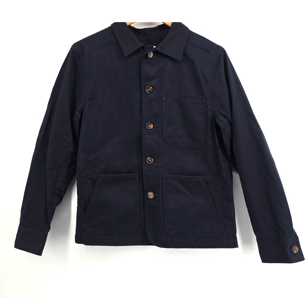 Taylor Stitch Ojai Navy Blue Cotton Chore Jacket Size 36 Made in USA Utility